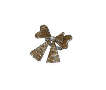 Handmade Metal & Glass Beaded Bow Shaped Napkin Rings, Set of 4 Tied with Gold Cord