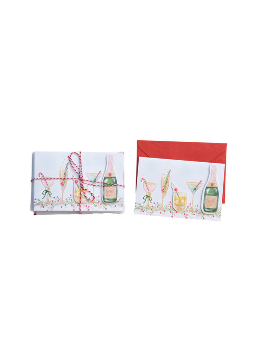Handmade Recycled Paper Christmas Cards w/ Envelopes, Set of 24 Bundled w/ String ©