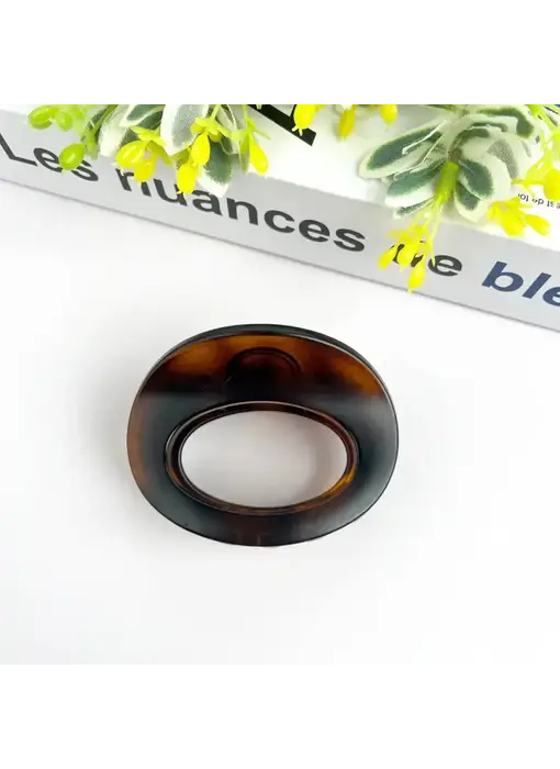 Thickened Oval Hair Clip - brown