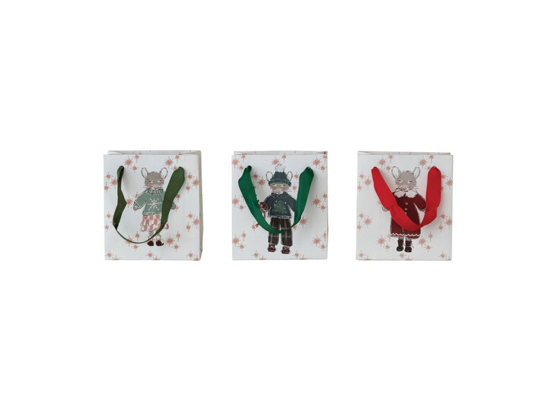 Creative Co-OP Handmade Recycled Paper Gift Bag with Grosgrain Ribbon Handles, 3 Styles ©