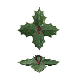 Creative Co-OP Ceramic Holly Leaf Shaped Dish with 4 Sections & Handle