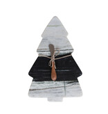 Creative Co-OP Marble Cheese/Serving Board with Canape Knife, Set of 2 Tied with Jute (Each One Will Vary)