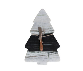 Marble Cheese/Serving Board with Canape Knife, Set of 2 Tied with Jute (Each One Will Vary)