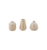 Creative Co-OP Stoneware Vase with Gold Electroplated Design, White, 3 Styles