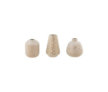 Stoneware Vase with Gold Electroplated Design, White, 3 Styles