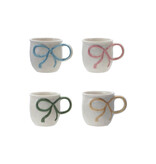 Creative Co-OP Stoneware Mug with Bow Handle, 4 Colors - 18oz.