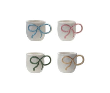 Stoneware Mug with Bow Handle, 4 Colors - 18oz.
