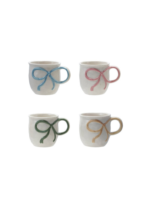 Stoneware Mug with Bow Handle, 4 Colors - 18oz.