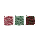 Creative Co-OP Melange Cotton Crocheted Pot Holder, 3 Styles