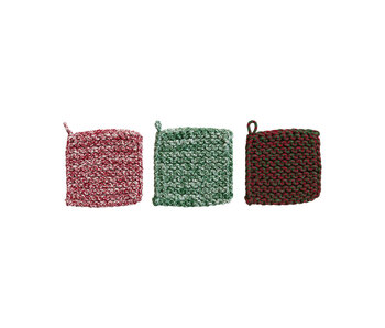 Melange Cotton Crocheted Pot Holder, 3 Styles
