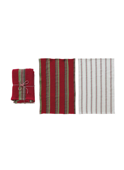 Waffle Weave Tea Towels & Mango Wood Cheese/Serving Board, Set of 3 Tied with Cord