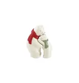 Creative Co-OP Hand-Painted Ceramic Hugging Polar Bear Salt & Pepper Shakers with Scarves, Set of 2