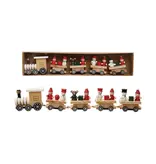 Creative Co-OP 8-3/4"W x 2"H Wood Train with Holiday Passengers, Boxed Set of 5