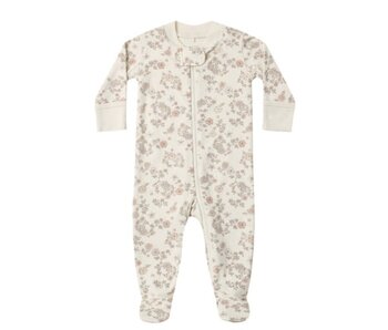 ZIP LONG SLEEVE SLEEPER FOOTIE FLORAL VINE