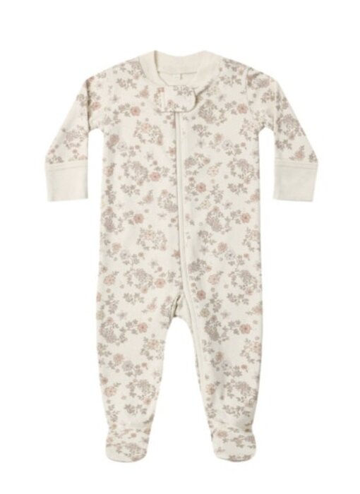 ZIP LONG SLEEVE SLEEPER FOOTIE FLORAL VINE