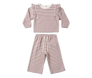 RUFFLE COZY SET MULBERRY STRIPE