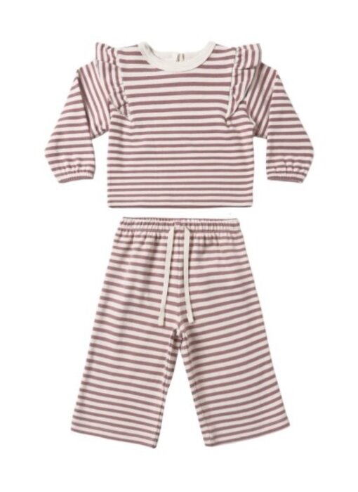 RUFFLE COZY SET MULBERRY STRIPE