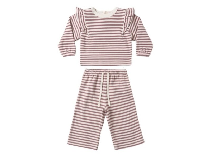 Rylee + Cru LLC RUFFLE COZY SET MULBERRY STRIPE