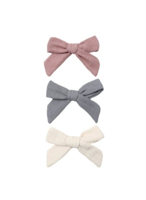 BOW W. CLIP, SET OF 3 MULBERRY, SLATE, NATURAL