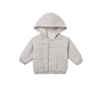 HOODED WOVEN JACKET BLUE GINGHAM