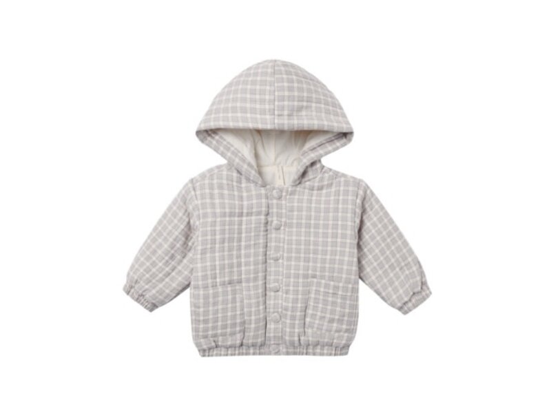 Rylee + Cru LLC HOODED WOVEN JACKET BLUE GINGHAM