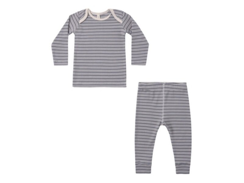Rylee + Cru LLC RIBBED TEE + LEGGING SET SLATE MICROSTRIPE