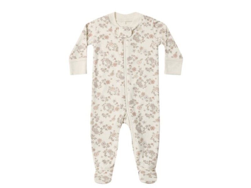 Rylee + Cru LLC ZIP LONG SLEEVE SLEEPER FOOTIE FLORAL VINE