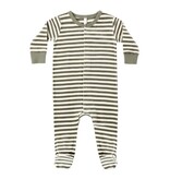 Quincy Mae HIDDEN SNAP FOOTIE SPRUCE STRIPE