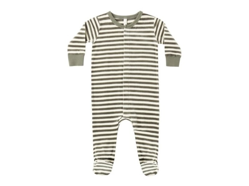 Quincy Mae HIDDEN SNAP FOOTIE SPRUCE STRIPE