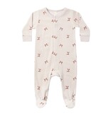Quincy Mae HIDDEN SNAP FOOTIE RED BOWS