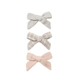 Rylee + Cru LLC BOW W. CLIP, SET OF 3 CLOUD, BLUE GINGHAM, DUSTY ROSE