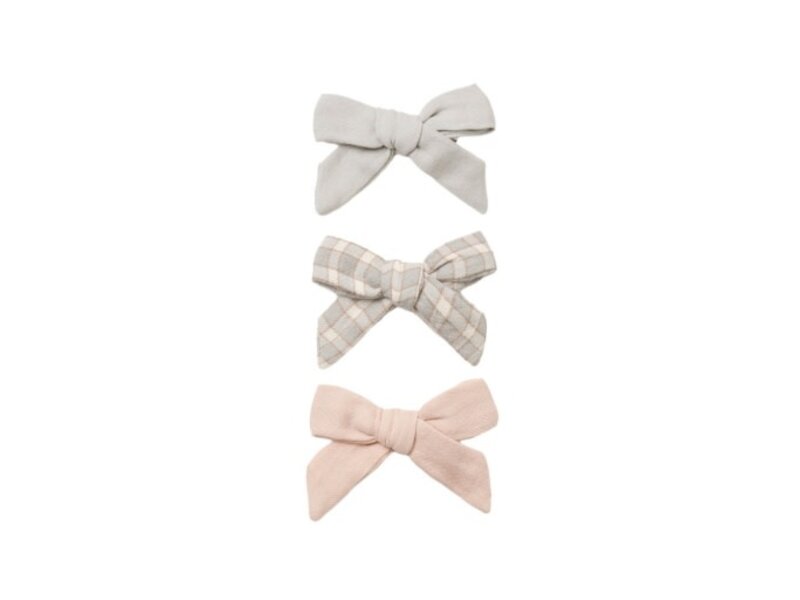 Rylee + Cru LLC BOW W. CLIP, SET OF 3 CLOUD, BLUE GINGHAM, DUSTY ROSE