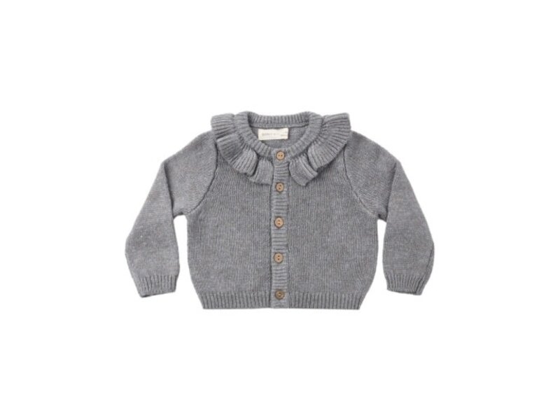 Rylee + Cru LLC RUFFLE COLLAR CARDIGAN HEATHERED SLATE