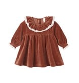 Quincy Mae VELOUR BABY DRESS REDWOOD