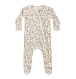 Quincy Mae BAMBOO ZIP FOOTIE HOLIDAY FLORAL