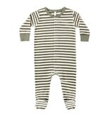 Quincy Mae HIDDEN SNAP FOOTIE SPRUCE STRIPE