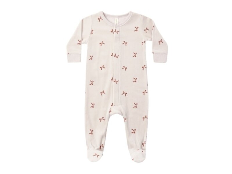 Quincy Mae HIDDEN SNAP FOOTIE RED BOWS