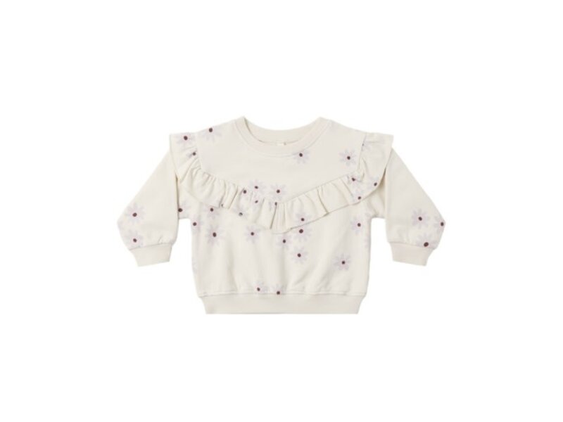 Quincy Mae RUFFLE FLEECE SWEATSHIRT BLUE DAISY