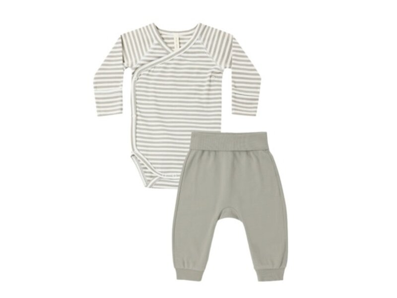 Quincy Mae SIDE SNAP BODYSUIT + PANT SET LAUREL STRIPE