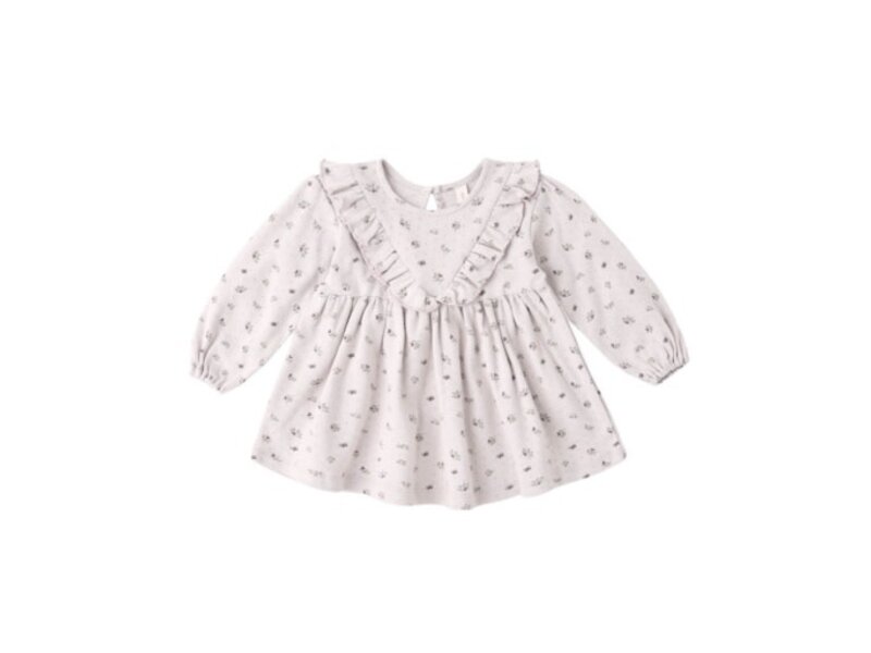 Quincy Mae LONG SLEEVE RUFFLE V DRESS HEART DITSY