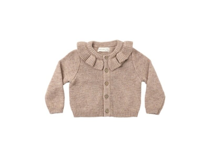 Quincy Mae RUFFLE COLLAR CARDIGAN HEATHERED