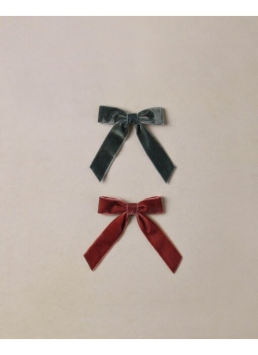 VELVET BOWS SET GREEN, RUBY