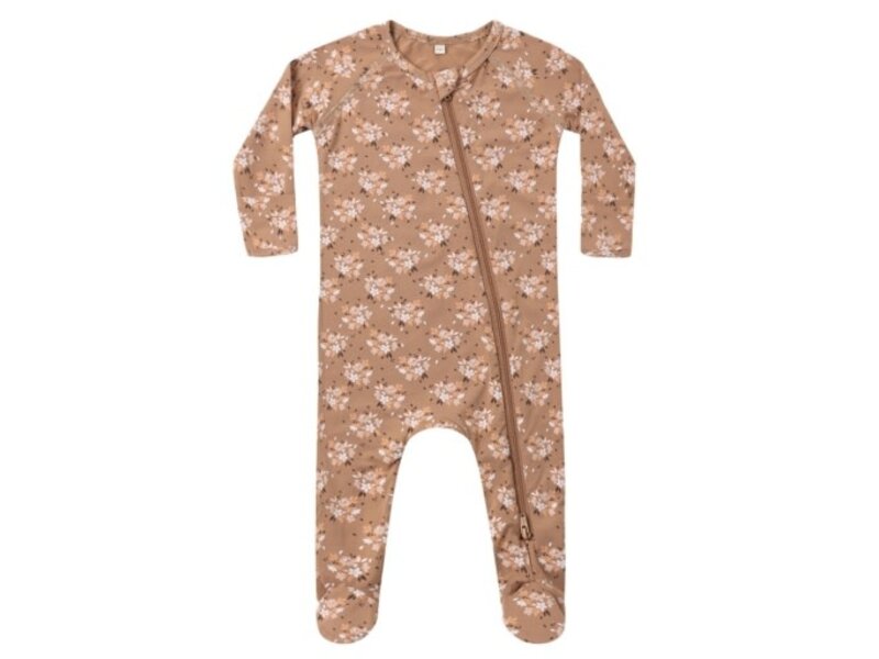 Quincy Mae BAMBOO ZIP FOOTIE FALL FLORAL