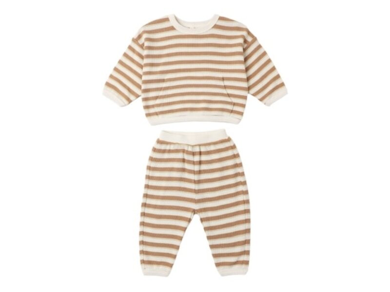 Quincy Mae WAFFLE SLOUCH SET SPICE STRIPE