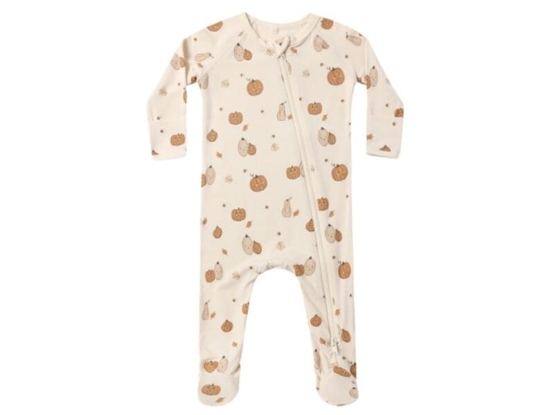 Quincy Mae BAMBOO ZIP FOOTIE HARVEST FRIENDS