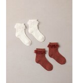 Rylee + Cru LLC RUFFLE SOCKS SPICE, IVORY