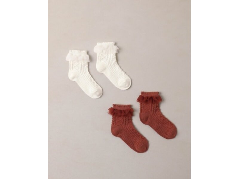 Rylee + Cru LLC RUFFLE SOCKS SPICE, IVORY