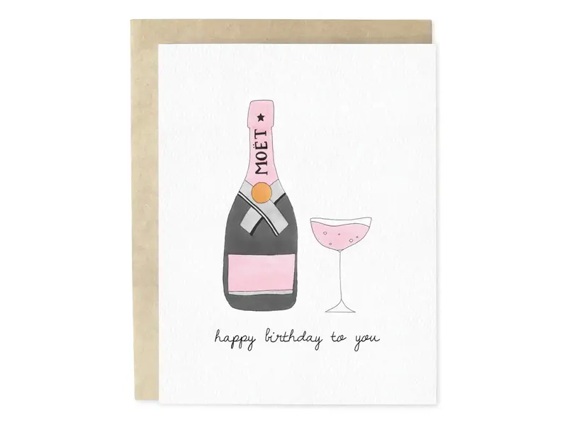 Skribbles Moet Champagne Happy Birthday Greeting Card