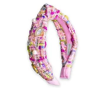 Kids Knot Headband - Embellished Rhinestone Pearl Tweed