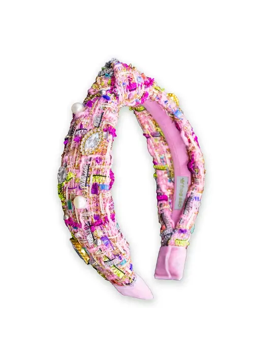 Kids Knot Headband - Embellished Rhinestone Pearl Tweed